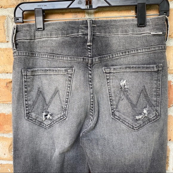 MOTHER High Waisted Looker Ankle Chew Jean Gray Black Color Size 28 - Picture 12 of 16